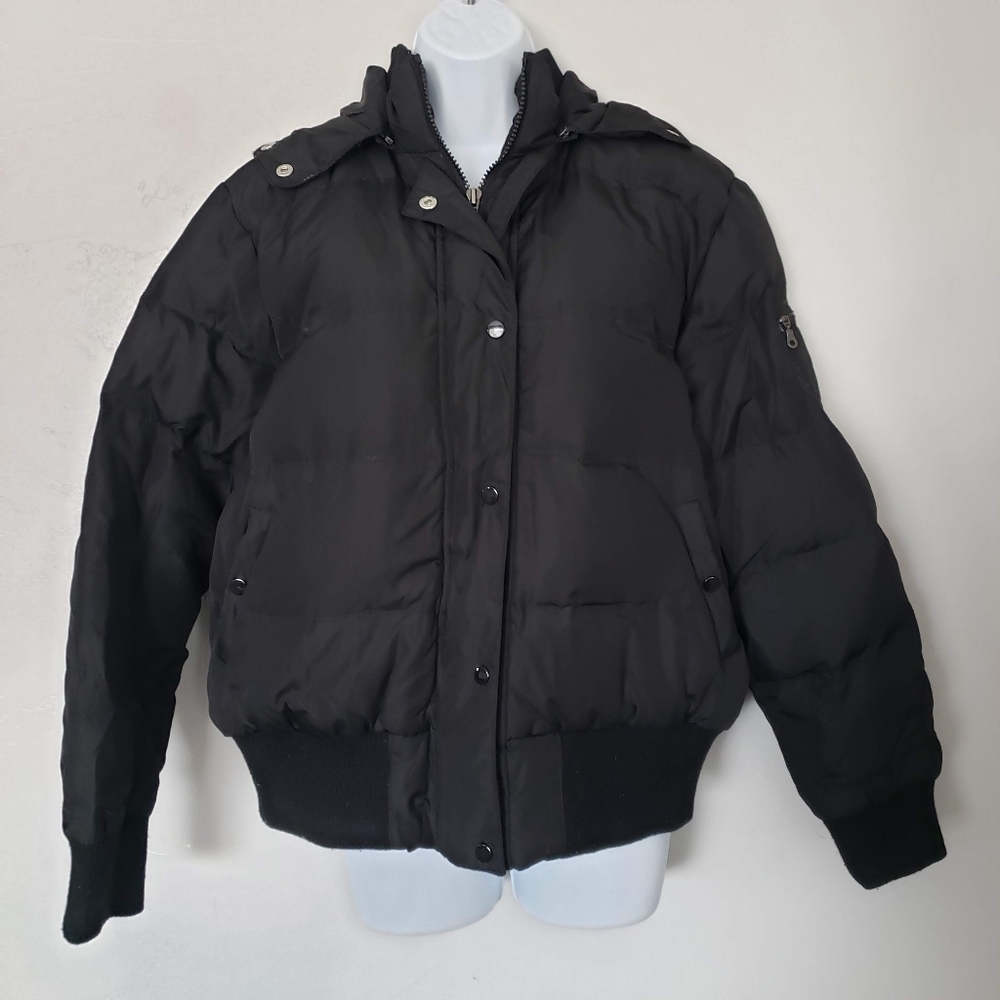 Urbanology Girls XL 14/16 Black Coat Faux Fur Trim Hood Down Filled Winter Warm
